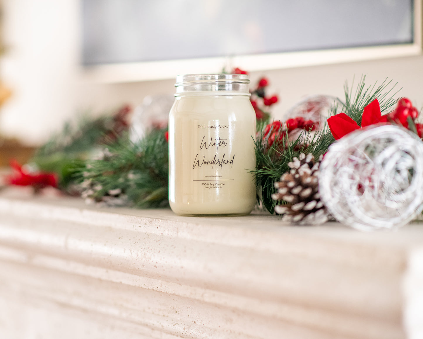 Winter 16oz Mason Jar Soy Candle Scented Candle Vegan