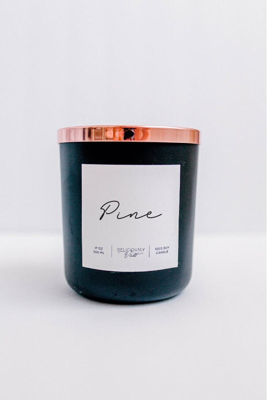 PINE - 17oz Matte Black Soy Candle - Double Cotton Wick | Fragrant Candle | Modern | Luxury Home | Minimalist Decor