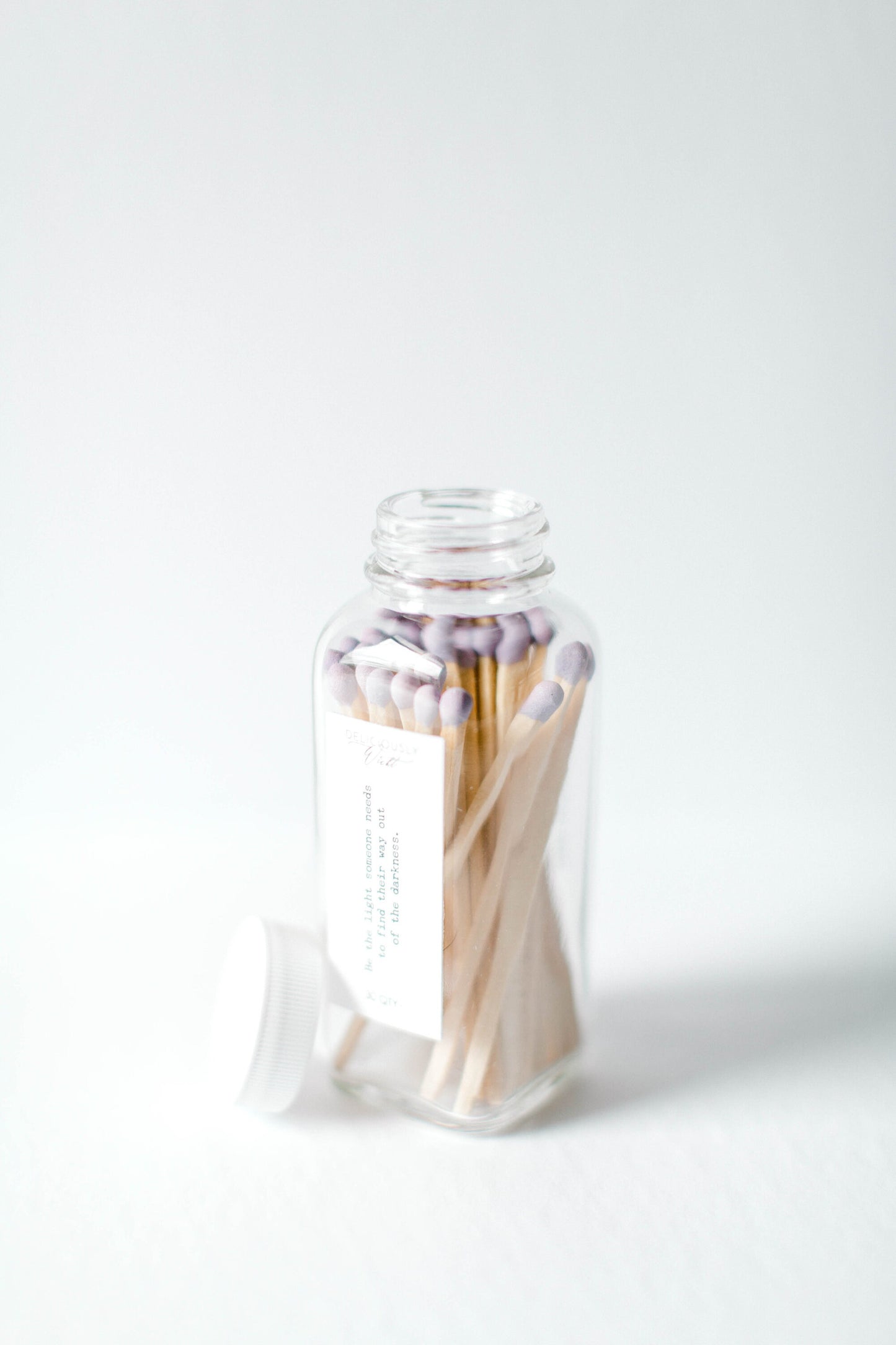 Long Stick Matches Glass Bottle - LILAC-GREY Tip - Matchsticks | Wedding Gift | Home Decor | Candle Matches