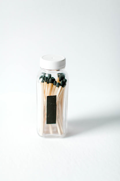 BLACK Tip - 3 PACK Long Stick Matches Glass Bottle | Apothecary | Matchsticks | Home Decoration | Wedding Decor