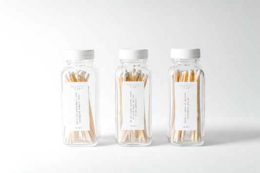 WHITE Tip - 3 PACK Long Stick Matches Glass Bottle | Apothecary | Matchsticks | Home Decoration | Wedding Favor