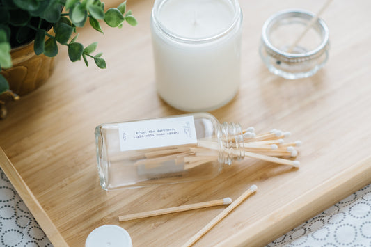 WHITE Tip - 3 PACK Long Stick Matches Glass Bottle | Apothecary | Matchsticks | Home Decoration | Wedding Favor