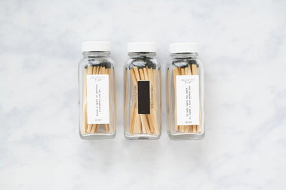 BLACK Tip - 3 PACK Long Stick Matches Glass Bottle | Apothecary | Matchsticks | Home Decoration | Wedding Decor