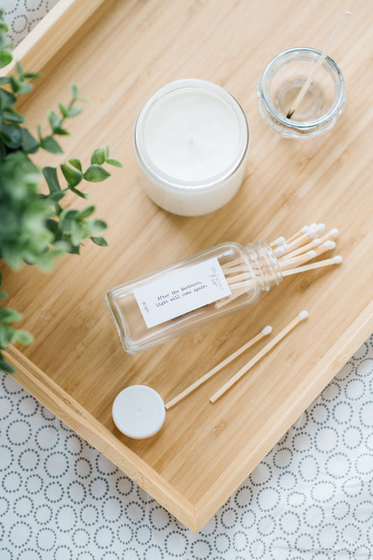 Long Stick Matches Glass Bottle - WHITE TIP -  Apothecary | Matchsticks | Home Decoration | Wedding