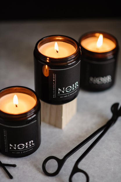 NOIR TRIO - 3x 8oz Scented Soy Candles Modern Decor Musky Candle Monochrome Style Vegan Candle Manly Candle Father's Day Gift Idea For Dad