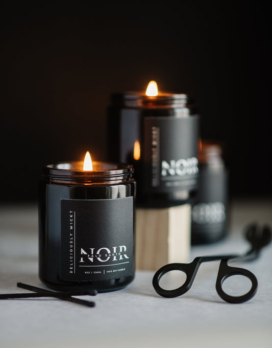 NOIR TRIO - 3x 8oz Scented Soy Candles Modern Decor Musky Candle Monochrome Style Vegan Candle Manly Candle Father's Day Gift Idea For Dad