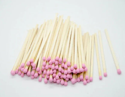 BUBBLEGUM PINK Tip - 3 PACK Long Stick Matches Glass Bottle | Apothecary | Matchsticks | Home Decoration | Weddings | Wholesale Matches