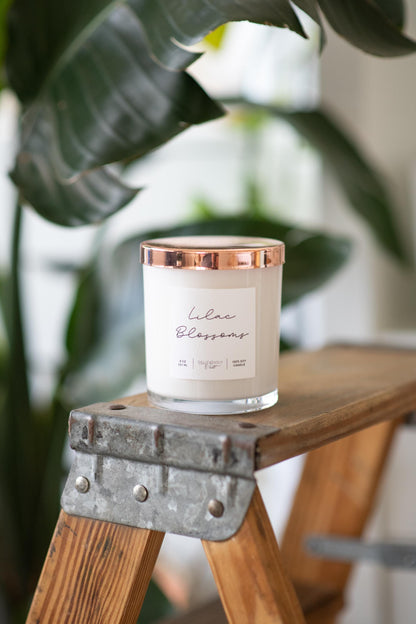 8oz Soy Candle in Glossy White Rose Gold Cotton Wick Candle Modern Luxury Decor Eco-Friendly Gift Scented Vegan Candle Bridal Shower Gift