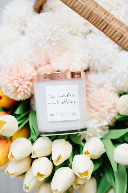 8oz Soy Candle in Glossy White Rose Gold Cotton Wick Candle Modern Luxury Decor Eco-Friendly Gift Scented Vegan Candle Bridal Shower Gift